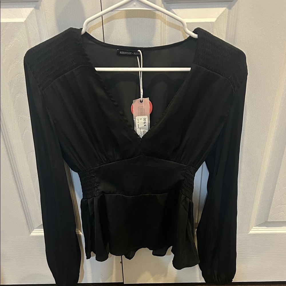Mixology Black V-Neck Blouse